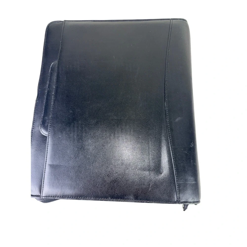 Franklin Covey Black Leather 7 Ring Zippered‎ Planner Organizer Professional